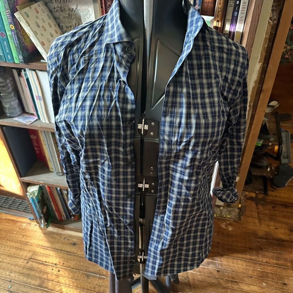 Billy Reid plaid tartan button down business casual shirt